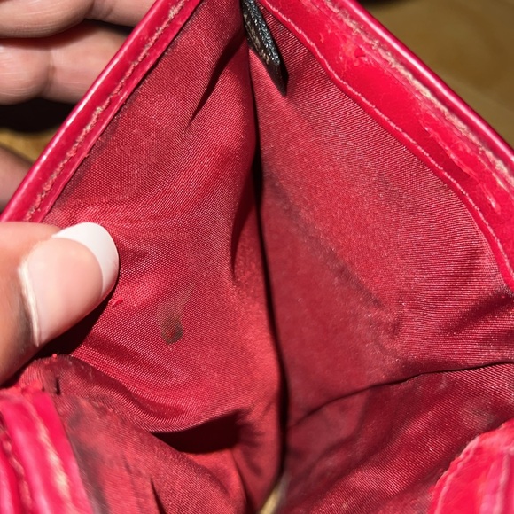 Red And Tan Coach Canvas Wallet - Picture 6 of 7